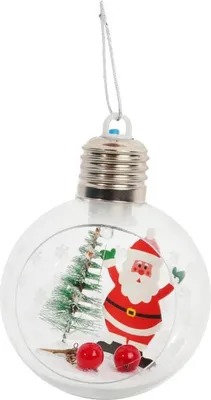 Produktbild von LED-Weihnachtskugel mit Weihnachtsmannfigur, 8 cm, weiß und transparent, batteriebetrieben
