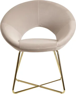 Produktbild von WOHNLING Esszimmerstuhl Samt Beige Küchenstuhl mit goldenen Beinen Schalenstuhl Stoff / Metall Design Polsterstuhl Stuhl Esszimmer Gepolstert