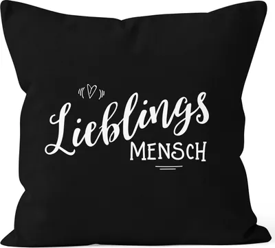 Produktbild von Kissenbezug Lieblingsmensch Geschenk Freundschaft Partner Freundin Moonworks® schwarz 40cm x 40cm