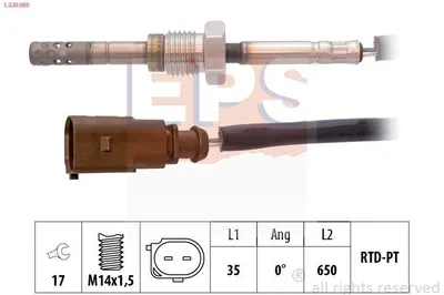 Produktbild von EPS 1.220.065 Abgastemperatursensor für VW Transporter V Bus (7HB, 7HJ, 7EB, 7EJ, 7EF, 7EG, 7HF, 7EC) M14x1,5