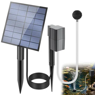 Produktbild von Solar Teichbelüfter 2,5W, 0,8L/min, leise, wetterfest, mit Luftstein & Schlauch – für Gartenteich, Aquarium & Angeln