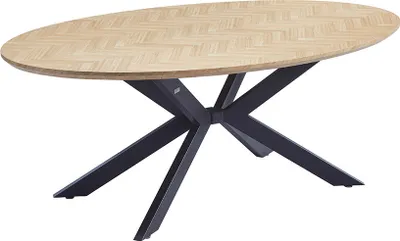 Produktbild von HOME DELUXE Esstisch Oval AVENTIS inkl. Sternfuß - 200 x 120 cm Fishbone Oak |Küchentisch, Esszimmer, Esszimmertisch