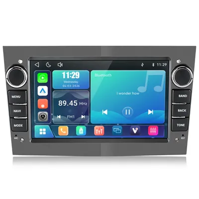 Image de Autoradio Linux pour Opel Corsa D / Astra H / Zafira B / Meriva / Vivaro (Gris) | CarPlay sans fil & Android Auto, Bluetooth 5.0, EQ, Commandes au vol