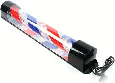 Produktbild von Barber Pole LED-Schild - Rotierende Wandleuchte für Friseursalon - Außenbereich - 90×13×13 cm - 220V - 20W - Mehrfarbig