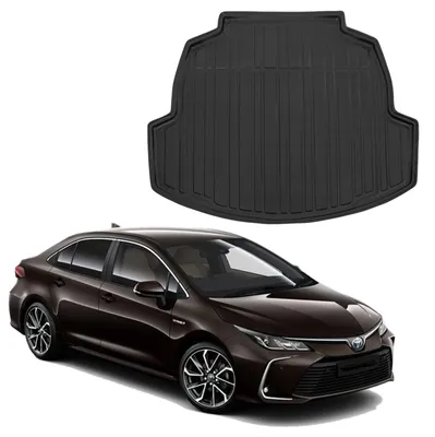 Produktbild von SCOUTT | Kofferraumwanne Laderaumwanne Kompatibel mit Toyota Corolla Sedan ab 2019, mit Hoher Rand, Kofferraum-Schutzmatte, Geriffelt, Aufrollbar, Schwarz