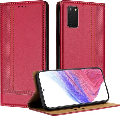 Obrázek produktu pro Pouzdro na mobilní telefon pro Samsung Galaxy S20 kožené flipové ochranné pouzdro s funkcí stojánku červené