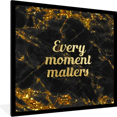 Produktbild von MuchoWow® Gerahmtes Poster Zitat - Gold - Glitter - Marmor 40x40 cm - Poster mit Schwarzem Bilderrahmen Wandposter Rahmen Foto Bilder - Mit Rahmen - Wanddekoration Schlafzimmer