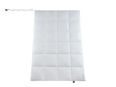A white duvet with a quilted pattern is laid flat against a white background.