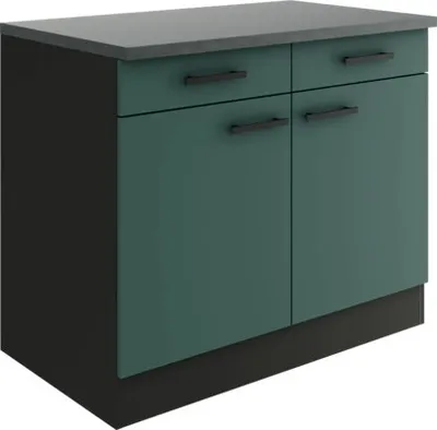 Produktbild von Optifit Unterschrank mit Schublade und Drehtür Verona405 BxTxH 100 x 60 x 84,8 cm grün matt zerlegt KUVE U106-9+