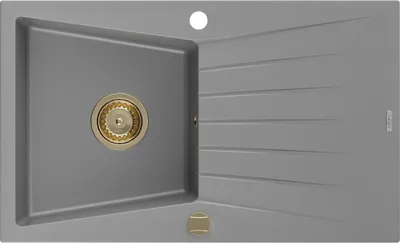 Produktbild von Mexen Cesar Granitspüle mit einem Becken und einer Abtropffläche 775 x 470 mm, Grau, Siphon Gold - 6514771010-71-G
