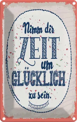 Produktbild von vianmo Blechschild 18x12 cm Nimm dir Zeit um Glücklich sein Spruch Zitat