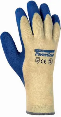 Produktbild von Polyester-Strickhandschuh mit Latexbeschichtung (blau) Gr.10