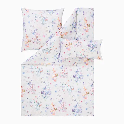 Produktbild von Estella Mako-Satin Bettwäsche 135x200 Gabriela Schmetterlinge Blüten weiß 7683-985