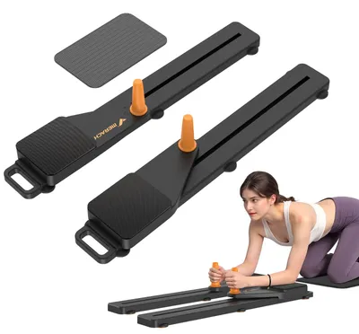Produktbild von MERACH Pilates Board, 4-in-1 Bauchtrainer für Zuhause mit Widerstandsband und Kniepolster, platzsparend zerlegbar, schwarz