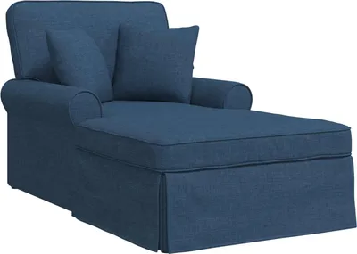 Immagine prodotto di vidaXL Chaise longue con gonna e cuscini 3 pezzi Tessuto blu