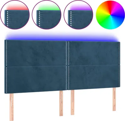 Produktbild von vidaXL LED Kopfteil Dunkelblau 160x5x118/128 cm Samt