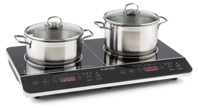 Induktionskochplatte, 3500 W, 2 Kochzonen, 10 Stufen, Timer, 60–240 °C