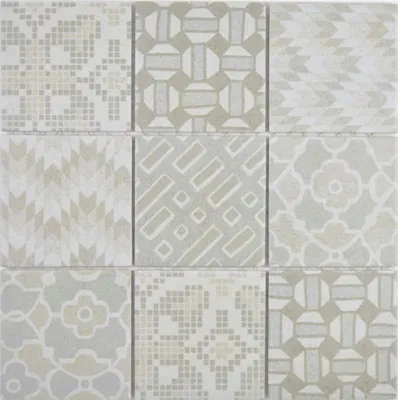 Produktbild von Patchwork Fliese Ornament Nachbildung Vintage Keramik Mosaik picolo BIANCO Mosaikfliese Wand Fliesenspiegel Küche Bad MOS22B-B01