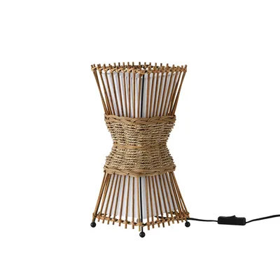 Produktbild von SKOV Tischleuchte – Ø19cm, 2-flammig E14 – Handgefertigt aus Bambus & Rattan für natürliche Wohnakzente