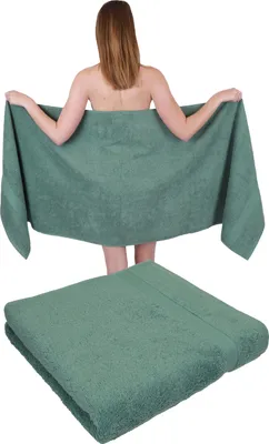 Produktbild von Betz 2 Stück Saunatücher 70 x 200 cm PREMIUM 100% Baumwolle Badetuch Liegetuch Strandtuch   Farbe: tannengrün