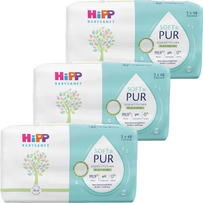 Produktbild von Hipp Babysanft Soft & Pur Feuchttücher 3x 48 Tücher (3er Pack)