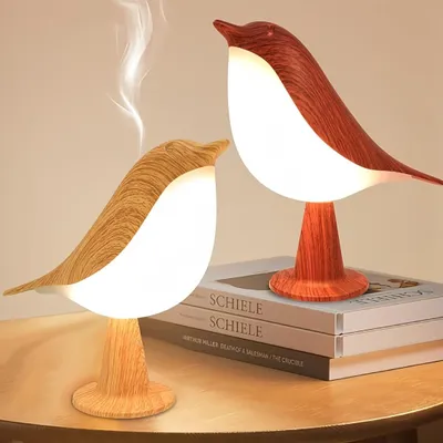 Produktbild von 2 er Vogel-Tischlampe, 3 Farbtemperaturen, Berührungssensor, wiederaufladbar, Aromadiffusor – Nachtlicht für Schlafzimmer, Nachttisch, Büro und Auß