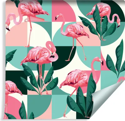 Produktbild von 10m VLIES TAPETE Rolle Flamingos Bunte Tropische Blätter NATUR XXL