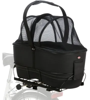 Produktbild von TRIXIE Hundefahrradkorb mit Netzhaube für lange Gepäckträger - schwarz - 29 × 49 × 60 cm