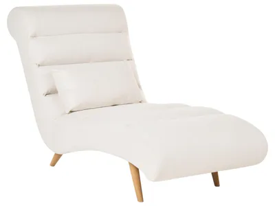 Produktbild von BELIANI Chaiselongue Cremeweiß Stoff Gepolstert Gesteppt Beidseitig ohne Armlehnen mit Metallfüßen Modernes Design Wohnzimmer Récamiere Sofaliege