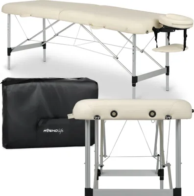 Produktbild von HABYS Estetic Light 2 Zonen Aluminium Kosmetikliege Massageliege, Klappbar | Massagetisch, Massagebank | 185 x 65 x 80 cm, Belastung bis 250 kg | Beige