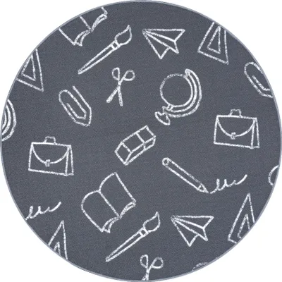 Immagine prodotto di Tappeto per bambini SCHOOL cerchio scuola grigio grigio ruota 100 cm