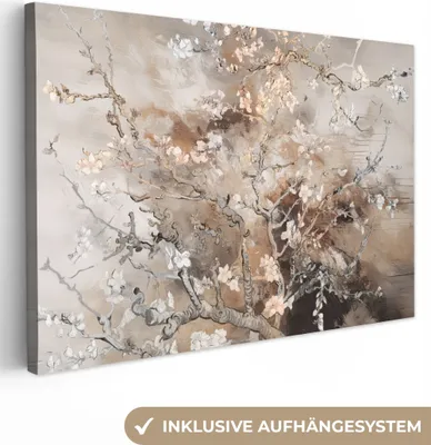 Produktbild von Leinwand Bilder 120x80 cm - Mandelblüte, moderne Wanddeko für Wohnzimmer