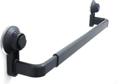 Produktbild von Handtuchhalter Bad & Küche ohne Bohren, Handtuchstange selbstklebend, selbsthaftend, ausziehbar, 52- 82 cm, Saugnapf mit Schraubgewinde, schwarz matt