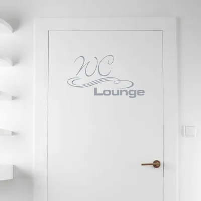 Produktbild von Wandtattoo - Wandaufkleber - Tür- Wandtattoo "WC Lounge" - 30cm x 17cm silber - Dekoration Küche Wohnzimmer Wand