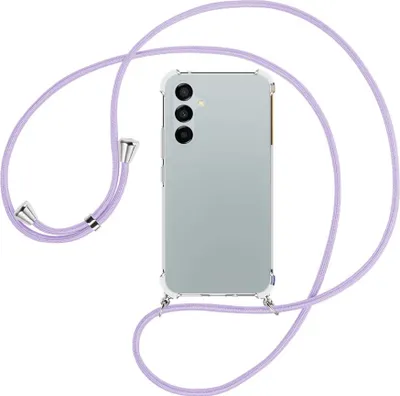 Produktbild von Handykette Backcover-Schutzhülle mit Band (Metall silberfarben) für Samsung Galaxy A54 5G (6.4'') - violett