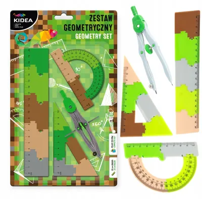 Produktbild von Geometrisches Set PUZZLE 4 Teile 20 cm KIDEA ZIRKEL SET QUADRAT WINKELMESSER