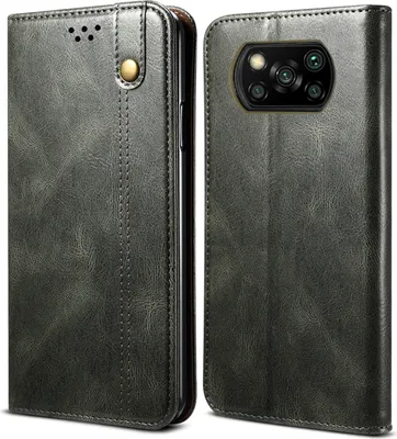 Image de Etui pour Xiaomi Poco X3 NFC / Poco X3 Pro, étui portefeuille en cuir avec fonction stand vert