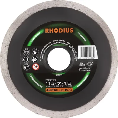 Produktbild von Rhodius 303053 DG50 Diamond cutting disc Diameter 115 mm Bore diameter 22.23 mm Tiles, Ceramic 1 pc(s)