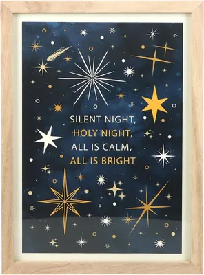 Produktbild von Something Different - "Silent Night" Gerahmte Wandkunst, weihnachtliches Design SD10413 (Einheitsgröße) (Marine/Gold/Weiß)