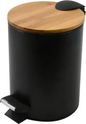 Image de Spirella Seau à cosmétique 5 litres en inox avec abaissement automatique et seau intérieur "Adonis" Poubelle de salle de bains Softclose Poubelle noire