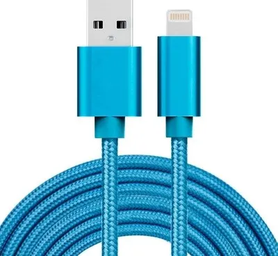 Produktbild von USB-auf-Lightning-Kabel 2,4 A, 3 m, Nylon - Blau