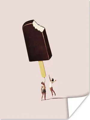 Produktbild von MuchoWow® Poster Eiscreme - Schokolade - Pastell - Vintage 120x160 cm - Wandbilder