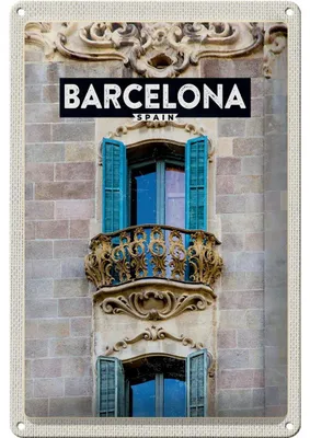 Produktbild von Blechschild Reise 20x30cm Barcelona Spanien Balkon Trip