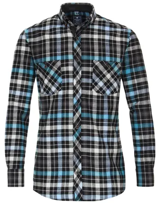 Productafbeelding van REDMOND Langarmshirt, zwart/kleurrijk geruit, maat 2XL, comfort pasvorm
