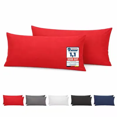 Produktbild von Komfortec Premium Kissenbezug 40x80 cm – 2er Set – Kissenhülle mit Reißverschluss – 100 % gebürstete Mikrofaser– Superweich – Rot Kopfkissenbezug