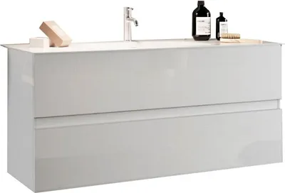 Immagine prodotto di Mobili da bagno sospesi con 1 lavabo e 2 cassetti, collezione VIENNA. Colore bianco lucido