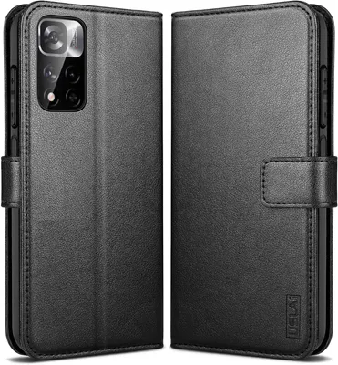 Immagine prodotto di Custodia protettiva nera a libro per Redmi Note 11 Pro, con portafoglio integrato per carte di credito