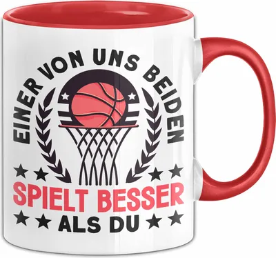 Produktbild von Basketball Tasse Geschenk Spruch Für Tennis-Spieler Einer Von Uns Beiden Spielt Besser Als Du Becher (Rot)