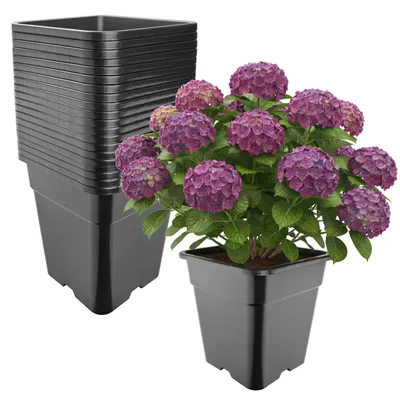Produktbild von Garronda 20er-Set hohe quadratische Kunststoff-Anzuchttöpfe mit Drainagelöchern für Garten, Schwarz, 33 x 33 x 34 cm, 25 L GD-KW-HS