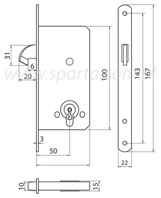 Produktbild von Zamek hakowy 501-50 Türschloss nickel satiniert 50 mm